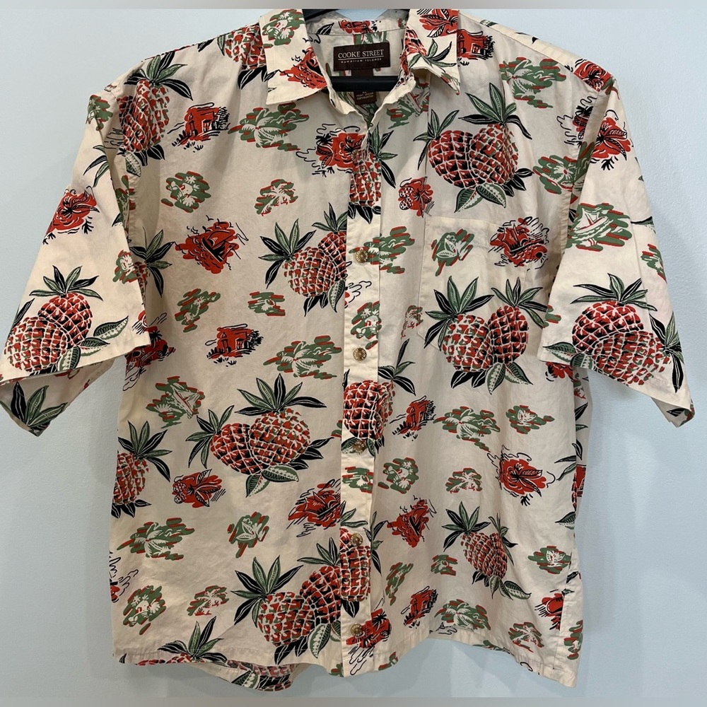 Cooke St. Honolulu Hawaiian Shirt Pocket, Pineapples, Palms -Size XL